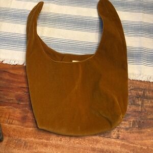Merit Beauty Caramel Brown Corduroy Hobo Bag Minimalist Slouchy Shoulder Tote